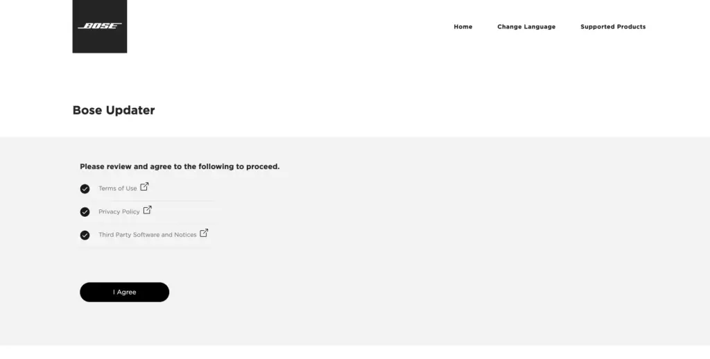 規約に同意してBose Updaterをダウンロード